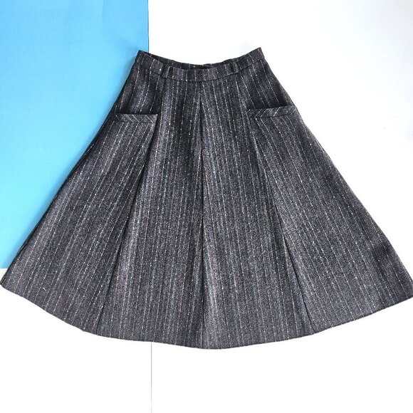 Vintage Wool-Blend Pleated Midi Skirt – UK Made Vintage British Home Stores US 8 - Picture 8 of 9